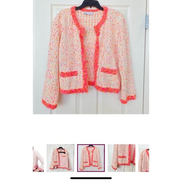 ZARA Confetti, pink Tweed 2 piece Suit Set